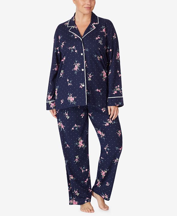 Lauren Ralph Lauren Women's Plus Size Cotton Jersey Pajama Set