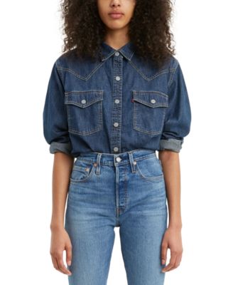 cropped denim shirt