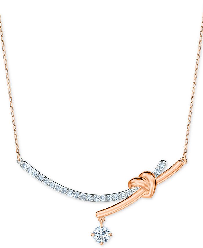 Swarovski Two Tone Heart Knot Crystal Pendant Necklace 14 7 8 2 Extender Reviews Necklaces Jewelry Watches Macy S