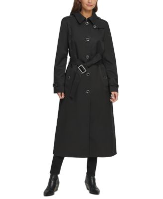 DKNY Belted Water-Resistant Maxi Hooded 