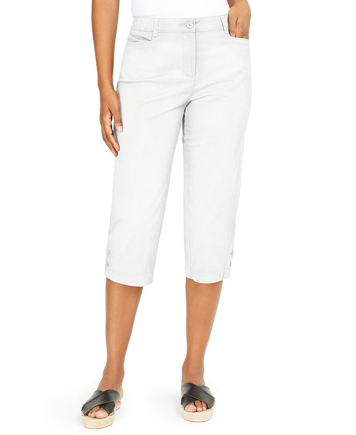 Karen Scott Button-Trim Cropped Pants, Created for Macy's & Reviews ...