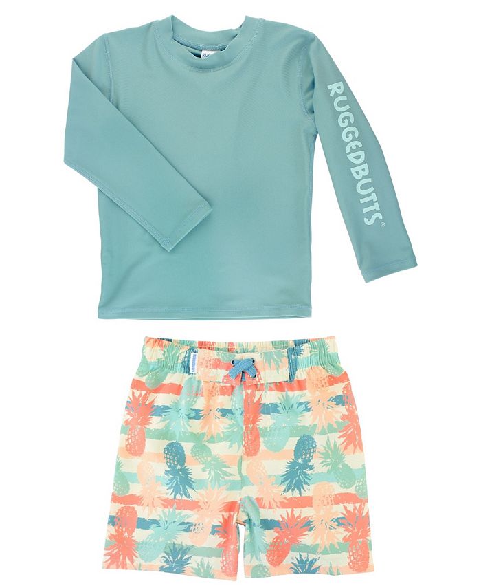 Ruggedbutts Baby Boy S Long Sleeve Rash Guard Swim Trunk Set 2 Piece Reviews Swimwear Kids Macy S