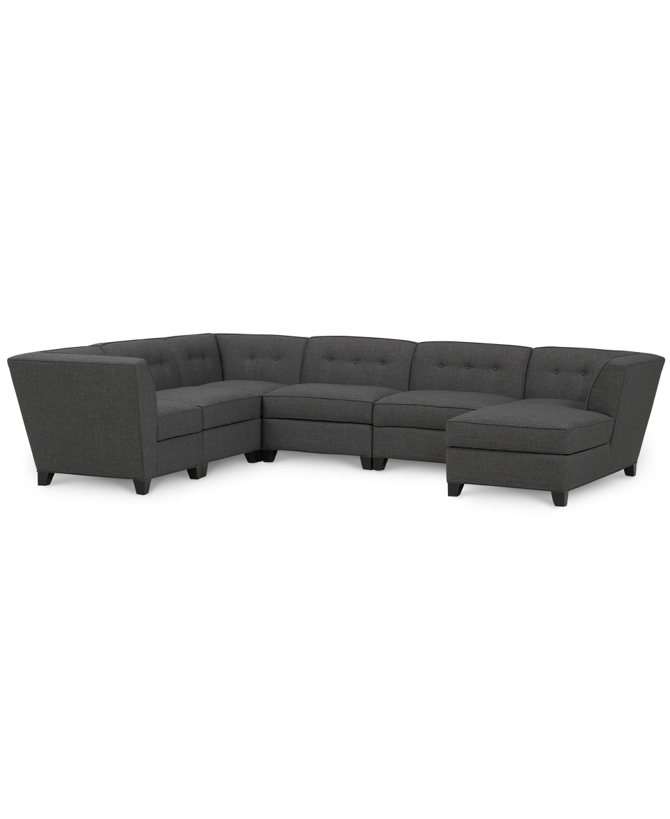 Harper Fabric Modular Sectional Sofa, 6 Piece (2 Square Corner Units, 3 Armless Chairs and Right Arm Facing Chaise)   Furniture