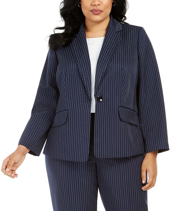 Le Suit Plus Size Pinstriped Pants Suit & Reviews - Wear to Work - Plus ...