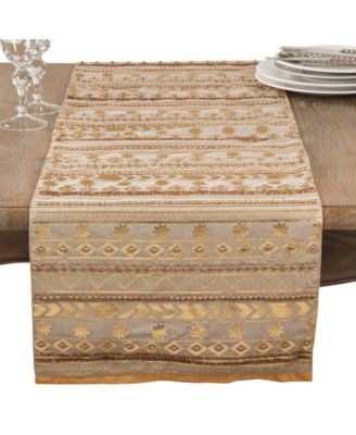 Настольная дорожка из ацтекского хлопка Saro Lifestyle, расшитая бисером