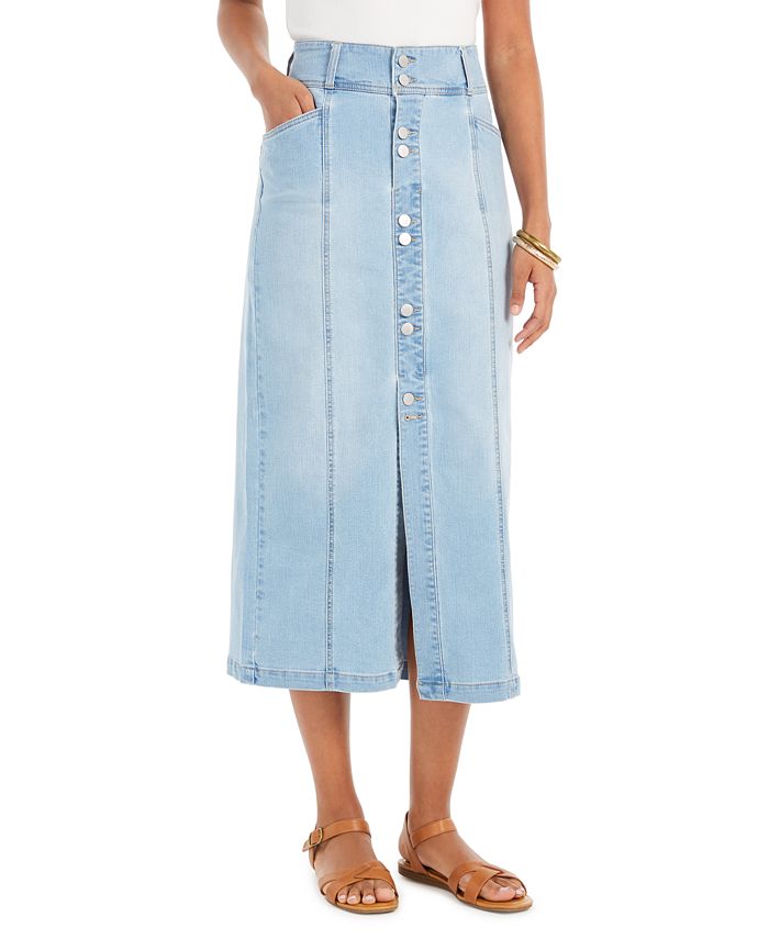 Style & Co ButtonFront Midi Denim Skirt, Created for Macy's & Reviews