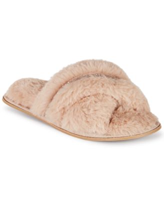 Faux-Fur Crossband Slippers, Created 