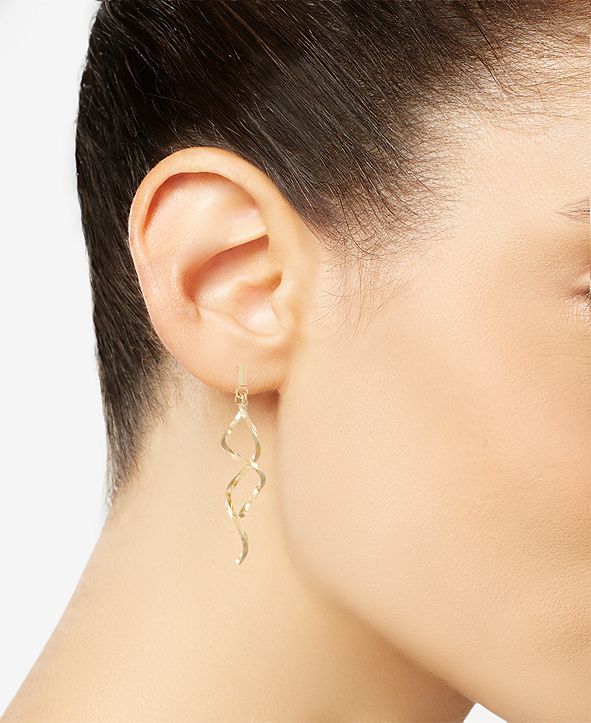 Italian Gold Double Twist Drop Earrings in 14k Gold & Reviews Earrings Jewelry & Watches