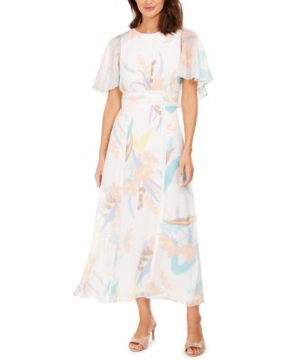 calvin klein floral chiffon shirtdress