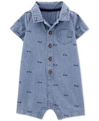 collared romper baby boy