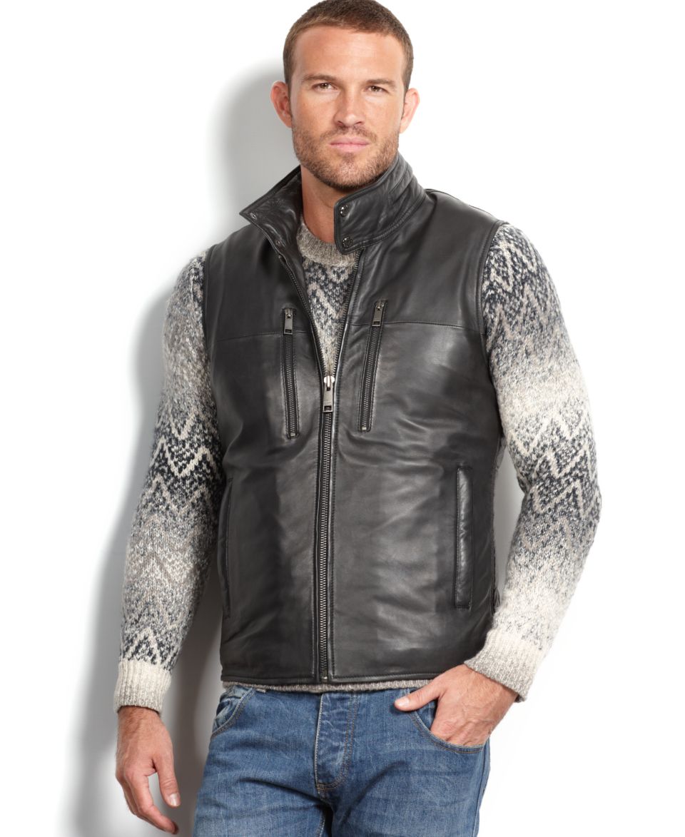 GUESS Coat, Faux Leather Vest   Coats & Jackets   Men