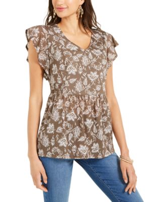 macys flutter sleeve top