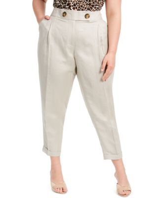 plus size linen pants suits