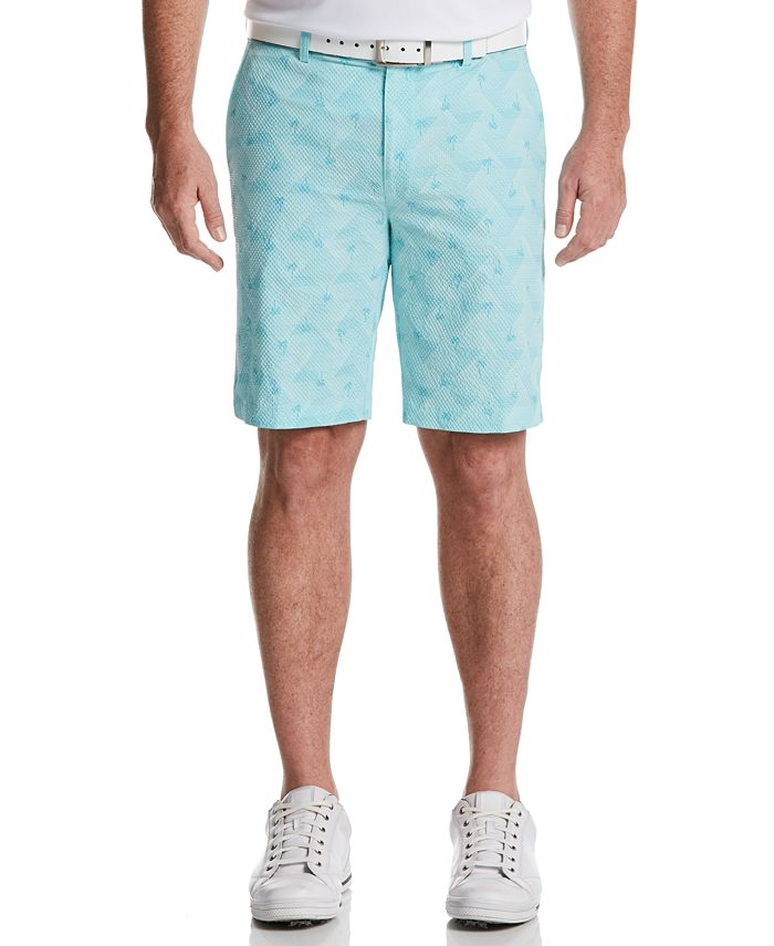 PGA TOUR Men's Stretch Geometric PalmPrint Seersucker Golf Shorts