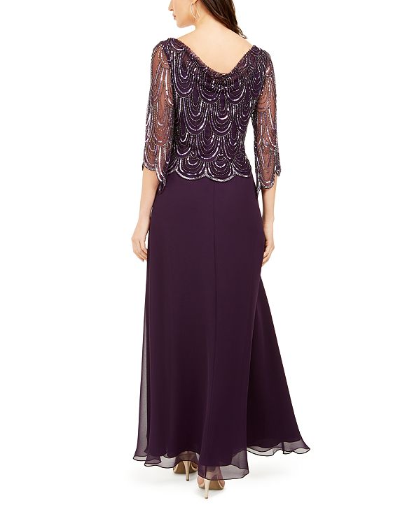 J Kara Cowlneck Beaded Gown & Reviews - Dresses - Women - Macy's