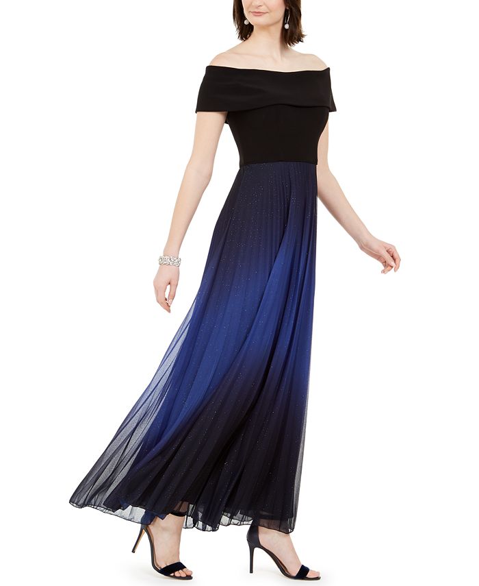 betsy and adam pleated gown