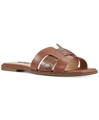 nine west mahogany jelly flat sandal