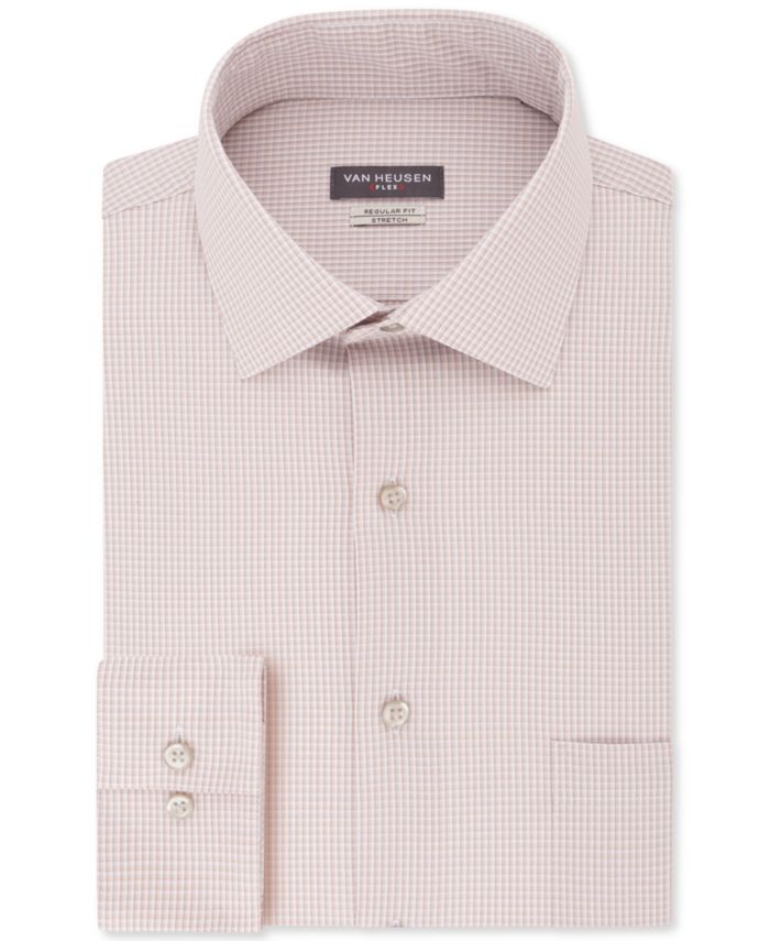 Van Heusen Men's Classic/Regular Fit Flex Collar Stretch Check Dress Shirt & Reviews - Dress Shirts - Men - Macy's