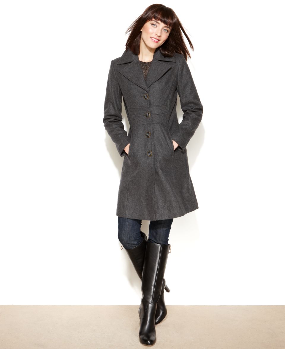 Nine West Wool Blend Seamed Walker Coat   Coats   Women