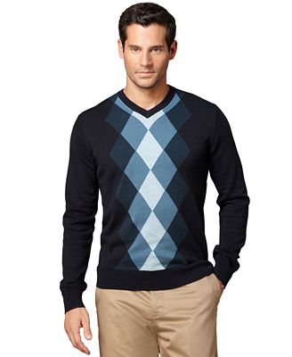 Van Heusen Sweater, V-Neck Argyle Sweater - Sweaters - Men - Macy's