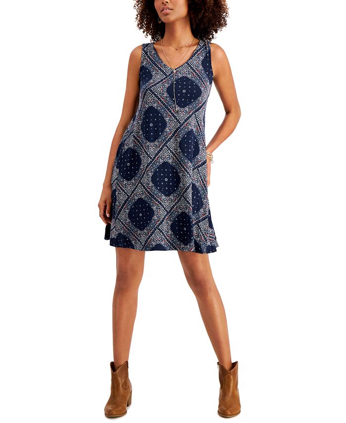 Style & Co Petite Print Sleeveless Swing Dress, Created for Macy's
