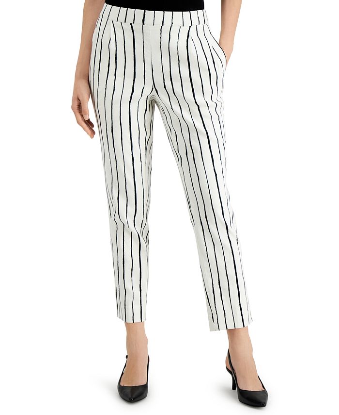 Alfani Striped Pull-On Pants, Created for Macy's & Reviews - Pants ...