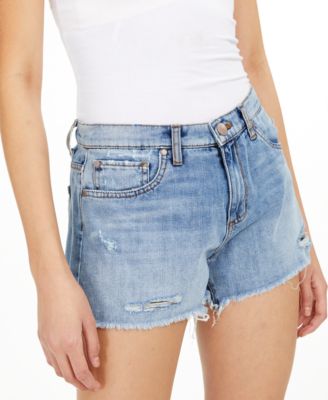 high rise ripped shorts