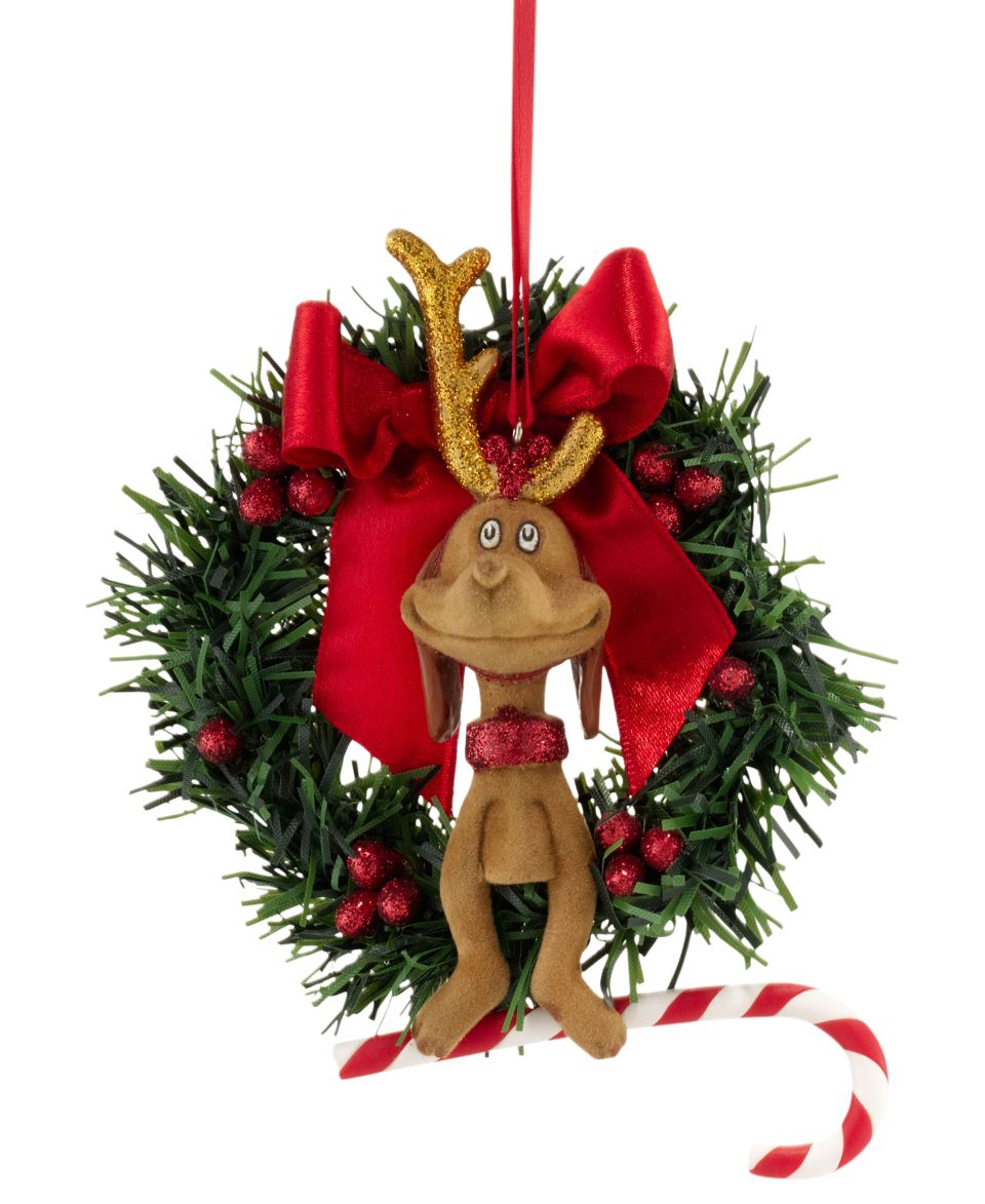 Department 56 Grinch Village Max in Wreath Ornament   Holiday Lane