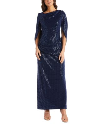 r&m richards embroidered sequin panel gown