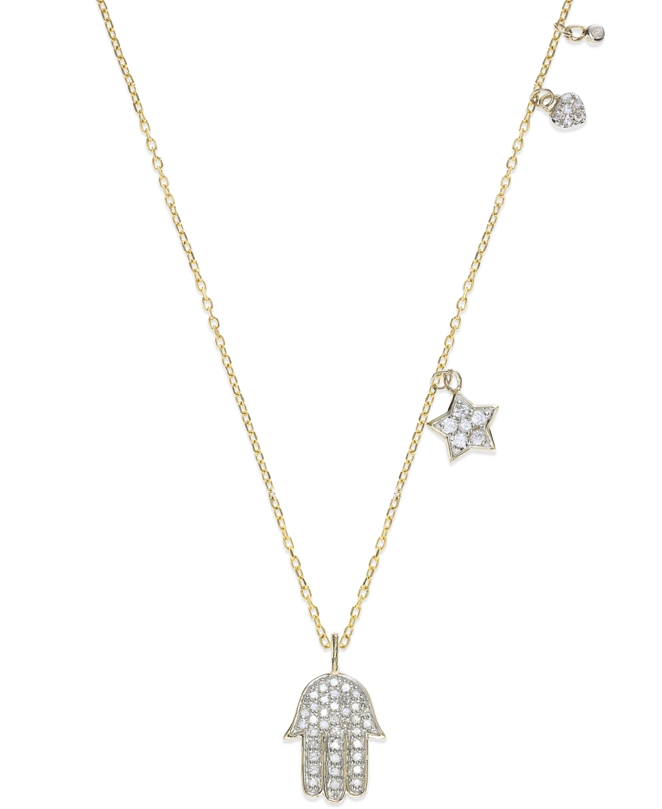 YellOra Diamond Necklace, YellOra Diamond Hamsa Drop Pendant (1/4 ct. t.w.)   Necklaces   Jewelry & Watches