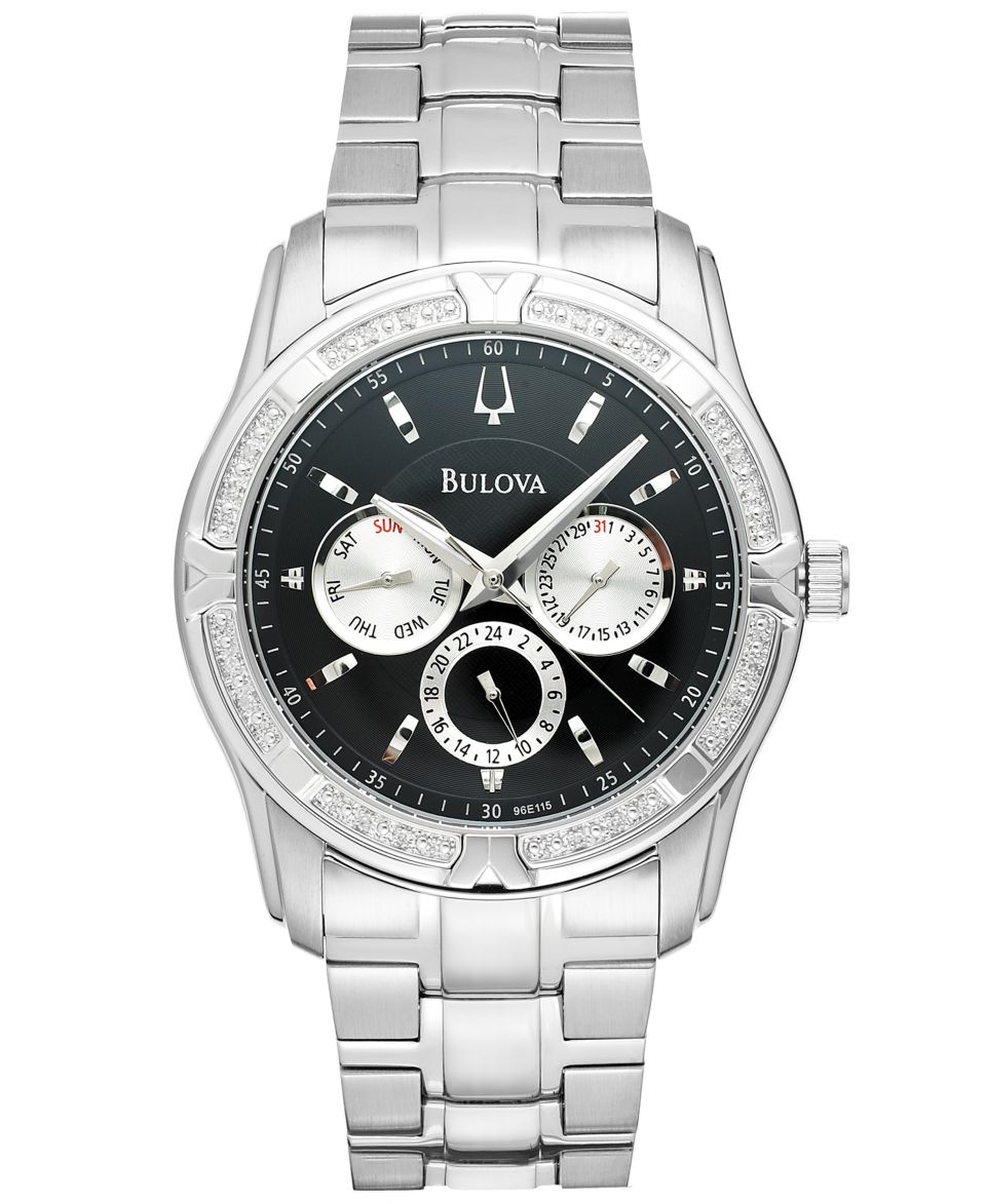 Bulova Mens Diamond Accent Stainless Steel Bracelet Watch 44mm 96E111   Watches   Jewelry & Watches