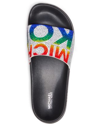 rainbow michael kors slides