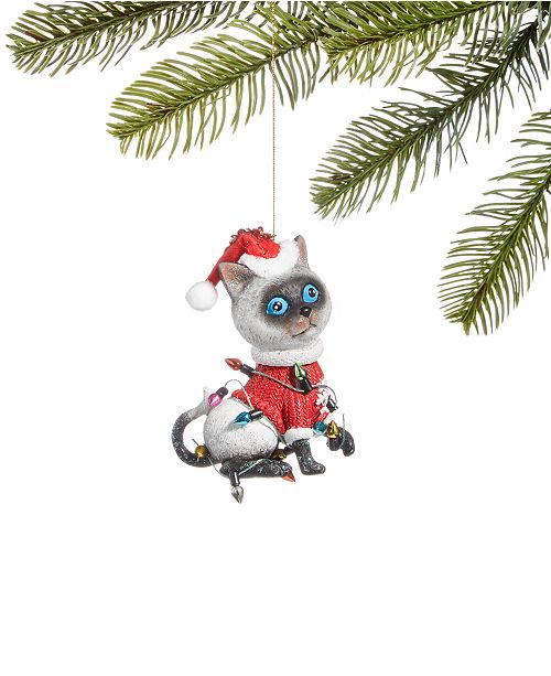 Holiday Lane Pets Siamese Cat In Santa Hat Ornament Created For Macy S Reviews Holiday Shop Home Macy S