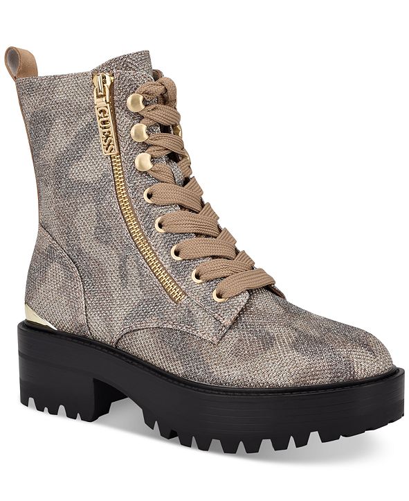 GUESS Women's Fearne Lug Sole Lace-Up Booties & Reviews - Boots - Shoes ...