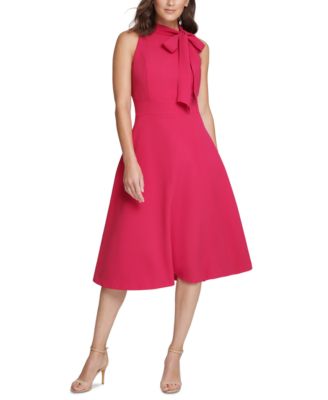 vince camuto bow neck fit and flare dress