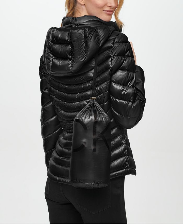 macy's calvin klein hooded puffer coat