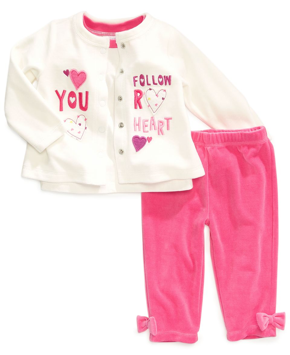 First Impressions Baby Set, Baby Girls Bow Velour 3 Piece Shirt, Jacket and Pants   Kids