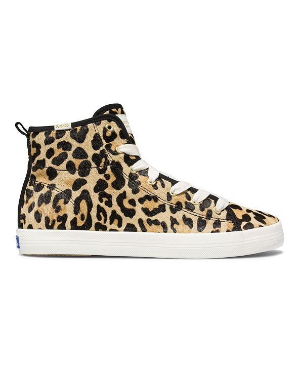 kate spade new york Women's Kickstart Hi KS Leopard Calf Hair Sneakers ...
