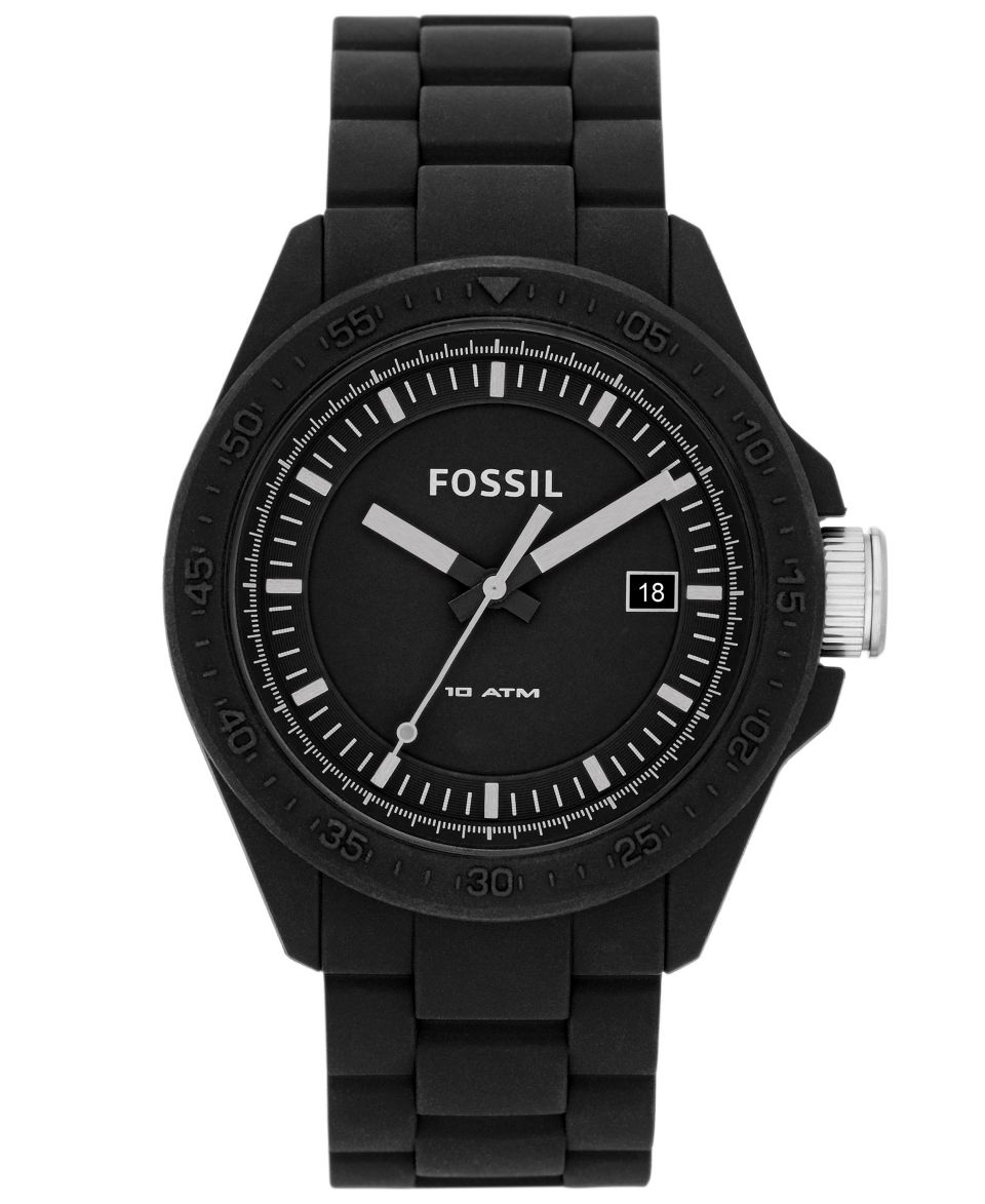 Fossil Mens Decker Black Silicone Strap Watch 44mm AM4519   Watches   Jewelry & Watches