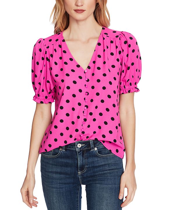 polka dot puff sleeve