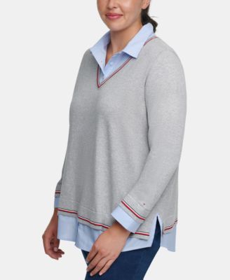 tommy hilfiger layered look sweater