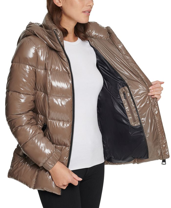macy's calvin klein hooded puffer coat