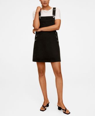 girls black denim pinafore