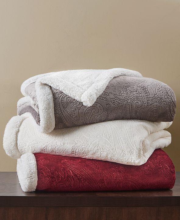 Martha Stewart Collection Carved Sherpa Throw; Created For Macy's