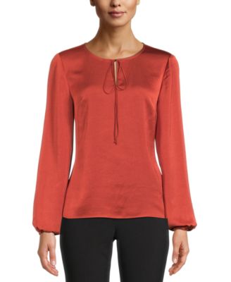 macys tie neck blouse