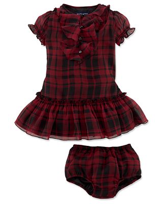 Ralph Lauren Baby Girls Dress, Baby Girls Tartan Silk Chiffon Dress ...