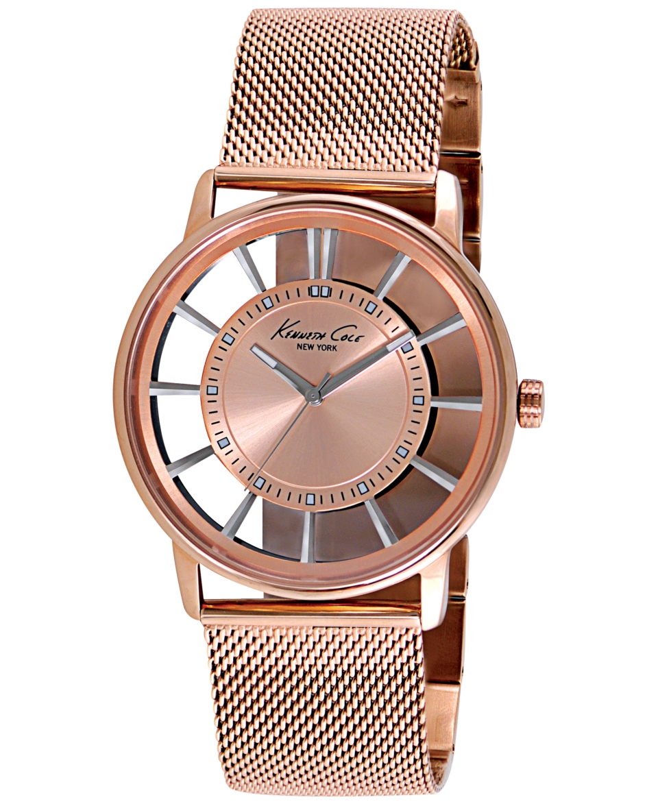 Kenneth Cole New York Watch, Unisex Rose Gold Ion Plated Stainless Steel Mesh Bracelet 44mm KC9259   A Exclusive   Watches   Jewelry & Watches
