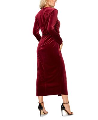 bardot velvet wrap dress