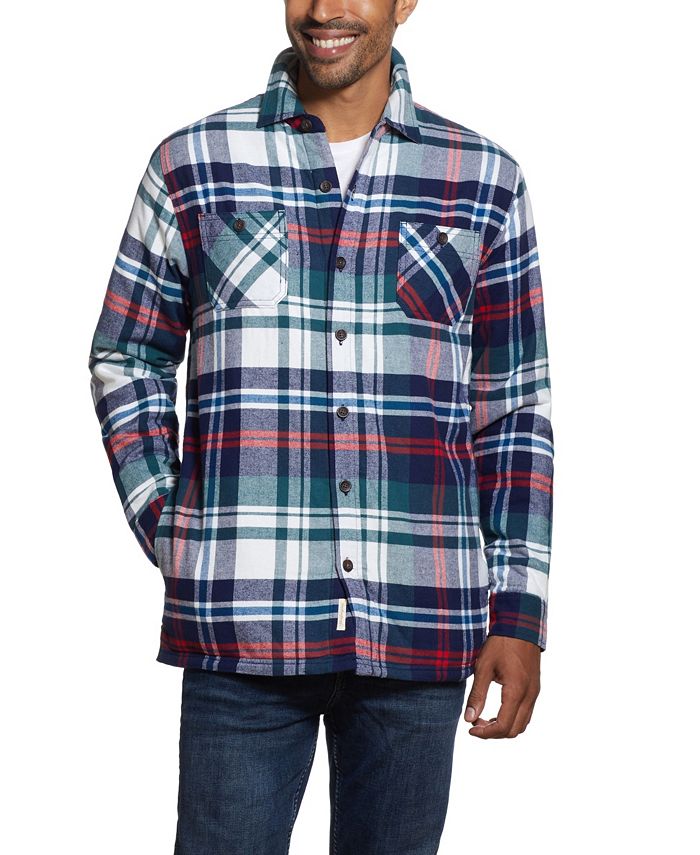 Weatherproof Vintage Men's Flannel Sherpa Lined Plaid Shirt Jacket ...