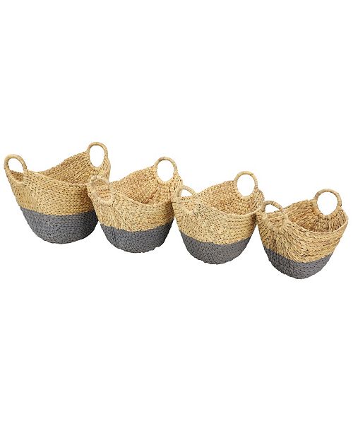 Cosmoliving Large Oval Dip Dyed Water Hyacinth Wicker Storage Baskets With Round Handles Set Of 4 Reviews Home Macy S